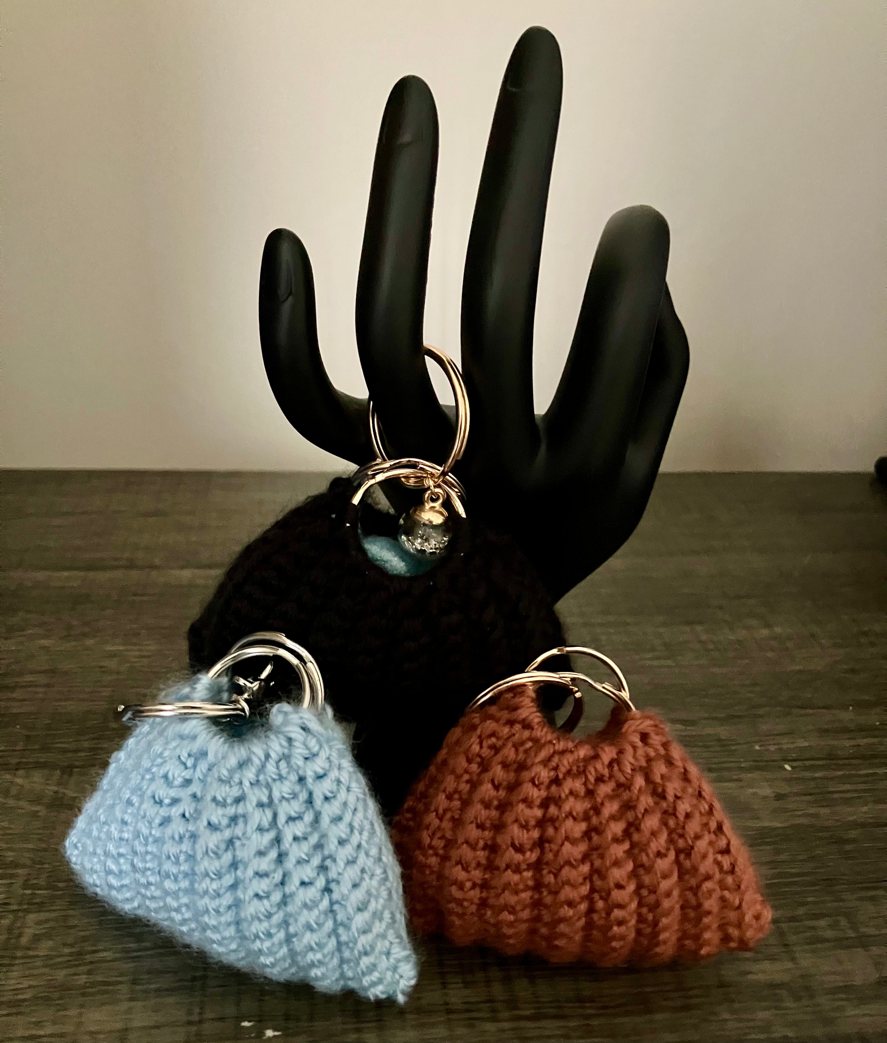 Crocheted Pleated Bag Keychains
