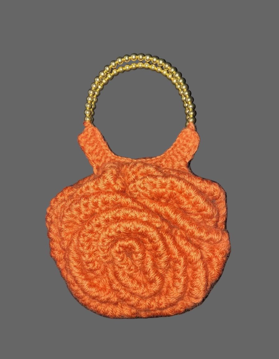 Pumpkin Spice Crochet Rose Bag